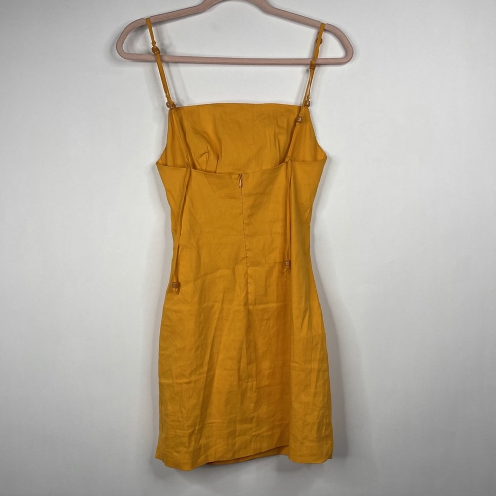 ZARA Linen Blend Draped Mini Dress Tangerine Size XS - Picture 10 of 13